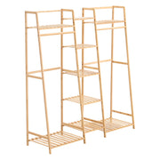 Heavy Duty Wooden Hanging Clothes Garment Rail Corner Open Wardrobe Storage Rack