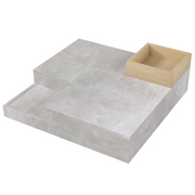 Square Coffee Table Grey !SALE! Marble Effect Storage Drawer Oak Living Room