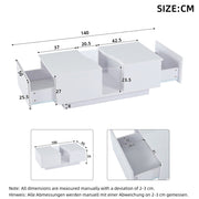 Led Coffee Table with 2 Drawer Storage, High Gloss Coffee Table for Living Room