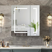 Bathroom Mirror Cabinet LED Wall Mounted 650x600mm with Demister Shaver Storage