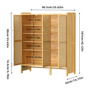 3 Rattan Door XL Shoe Cabinet Bamboo Wood Shoes Shelf Footwear Storage Organizer