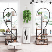 6 Tier Metal Plant Stand Heart-shape/Moon Rack Flower Pot Shelf Indoor Outdoor
