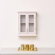 Pink Reeded Glass Wall Cabinet storage shelving shelves bathroom kitchen hallway