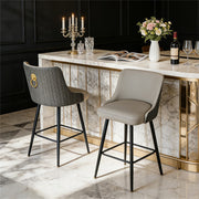 360° Rotating Breakfast Bar Stools High Tufted Back Lion Knocker w/ Footrest