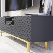 TV Unit TV Stand Sideboard Cabinet Cupboard White Gold Carved Doors Storage 180