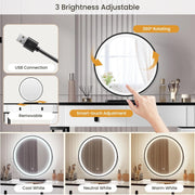 Dressing Table with LED Lights Mirror Stool 5 Drawers Vanity Makeup Desk Set