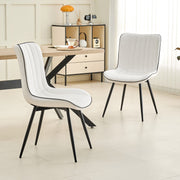 Set of 2 Faux Leather Dining Chairs High Back Padded Metal Leg Kitchen Chairs UK