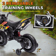 12V Licensed Kids Motorbike with Training Wheels, Yellow