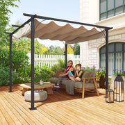 3x3m Outdoor Pergola Metal Gazebo Porch Awning Retractable Canopy