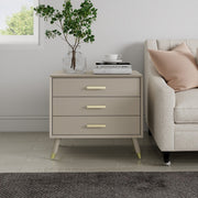 Large 3 Drawer Bedside Table - Oslo Taupe Range