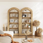 5-Tier Arch-Shaped Bookshelf, Modern Wooden Bookcase Open Display Storage Shelf