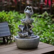 Solar Powered Garden Water Feature Outdoor Water Fountain Cascade with LED Light
