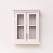 Pink Reeded Glass Wall Cabinet storage shelving shelves bathroom kitchen hallway