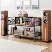 Record Player Stand, Vinyl Record Player Storage Cabinet Up to 350 Albums, Turnt