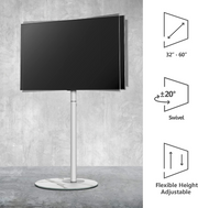 FITUEYES Minimalism White TV Stand for 32-60 Inch Tall TV Floor Stand Base Glass