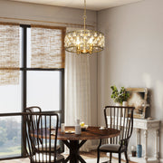 Crystal Chandelier w/Adjustable Height, 4-Light Ceiling Light Refurbished
