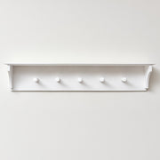 White wooden shelf with hooks kitchen bathroom bedroom hallway storage decor