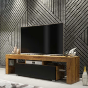 TV Unit TV Stand Cabinet Sideboard Storage Oak Black Matt Media Console 160cm