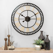 80CM Large Roman Numerals Giant Open Face Metal Outdoor Garden Wall Clock UK