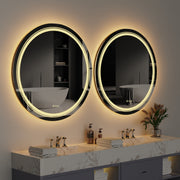 80cm Round LED Dimmable Bathroom Mirror Make Up Light Up Touch Sensor Wall Mount