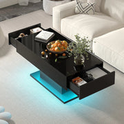 High Gloss LED Coffee Table Cocktail Center Table Modern Living Room Rectangle