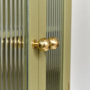 Olive Green Reeded Glass Wall Cabinet wall shelving shelf bathroom storage