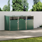 Triple Wheelie Bin Storage Metal Store Cover Garden Rubbish Dustbin 3 Shed House