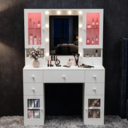 Dressing Table with 7 Drawers 4 Door & Charging Socket Makeup Desk Vanity Jdvizb