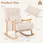 Nursery Rocking Chair Upholstered Glider Rocker w/High Backrest-Beige