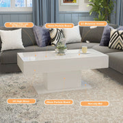 LED Coffee Table High Gloss Rectangle Center Table Modern Living Room Furniture