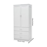 Tall Wooden 2 Door Wardrobe with 3 Drawers Bedroom Storage Furniture