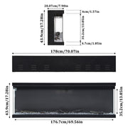 70'' Electric Fireplace 12 LED Color Media Freestand/Inset Fire 3 Side Panoramic