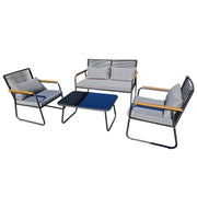 BIRCHTREE Garden Furniture Set 4-Seater With Glass Coffee Table Rattan 4 Pieces