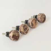 Set of 4 Round Red Marble Drawer Knobs