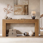 63 Inch Farmhouse Console Table, Long Narrow Wooden Entryway Table for Hallway