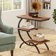 C-Shaped End Table Modern 3-Tier Narrow Side Table with Storage for Living Room