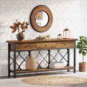 70.87'' Console Table with 3 Drawer Industrial Narrow Entryway Table for Hallway
