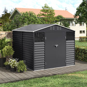 8X8.5 FT Metal Garden Shed Apex Roof With Double Doors Storage House Anthracite