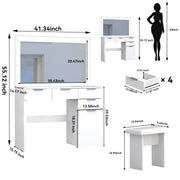 Dressing Table with 3 Colors Hollywood LED Mirror & Glass Top Vanity Table
