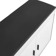 Hallway Shoe Cabinet Bench White Black PU Cushion Padded Seat Storage Shoe Rack