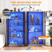 Display Cabinet with 3 Color LED Lights & Adjustable Shelves for Collectibles