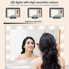 White Dressing Table with LED Lights Mirror Stool Drawers Vanity Makeup Desk Set