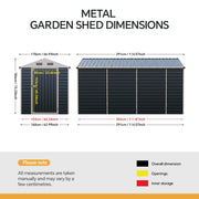 Garden Metal Shed Storage Tools Shed 6x4.2/8.2/10ft Waterproof with Door & Vents