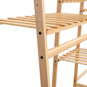 Heavy Duty Wooden Hanging Clothes Garment Rail Corner Open Wardrobe Storage Rack