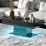 LED Coffee Table High Gloss Rectangle Center Table Modern Living Room Furniture