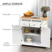 Kitchen Island Storage Cabinet Rolling Trolley with Wood Top, 3-Tier Spice Rack