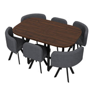 Dining Table and Grey Chairs Set of 6 Square Wooden Kitchen Table Metal Legs