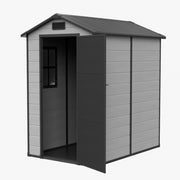 8x6 6x6 5x3 Plastic Garden Shed with Floor Window Lockable Door Wood Grain Grey