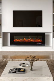 50In Inset Media Electric Heater LED Fireplace Wall Mounted Inset Standing Fire