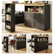 KITCHEN ISLAND EXTENDABLE DINING TABLE WITH STORAGE CABINET BAR BISTRO TABLE